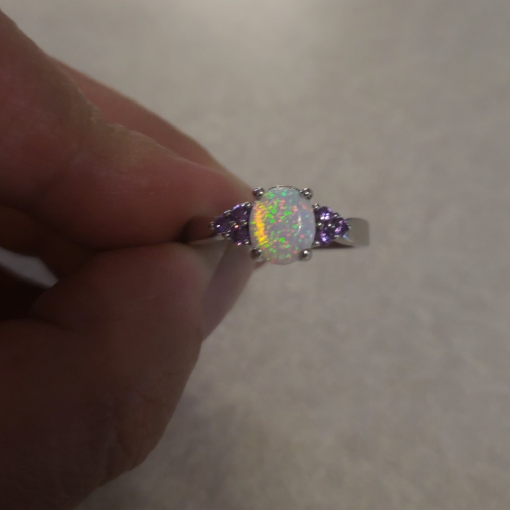 Opal and amythest ring